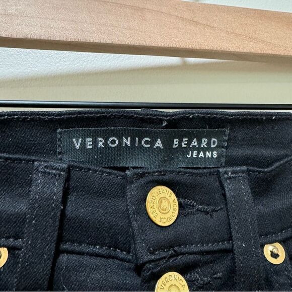 Veronica Beard Debbie with Gold Buttons 10” Skinny Jeans Black sz 25 - Picture 3 of 5